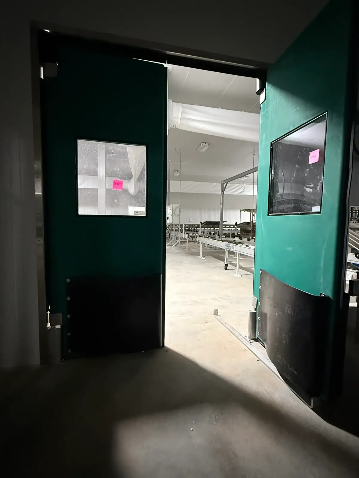 Chase Doors Green Double Swing Traffic Doors with Vision Windows – Heavy-Duty Industrial NSF Certified (Used)
