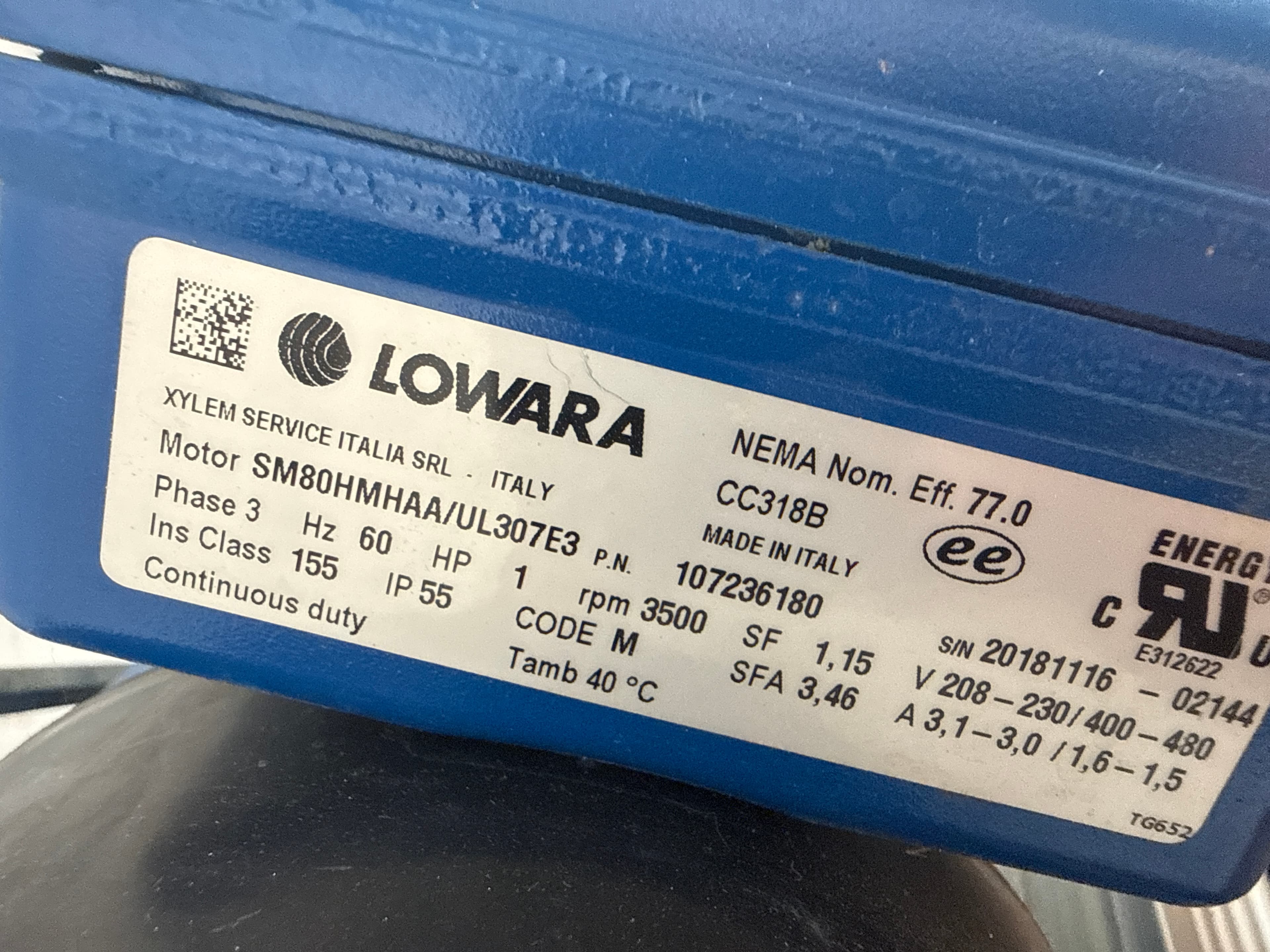Lowara (Xylem) e-SV Vertical Multistage Pump — 1 HP, 3-Phase Stainless