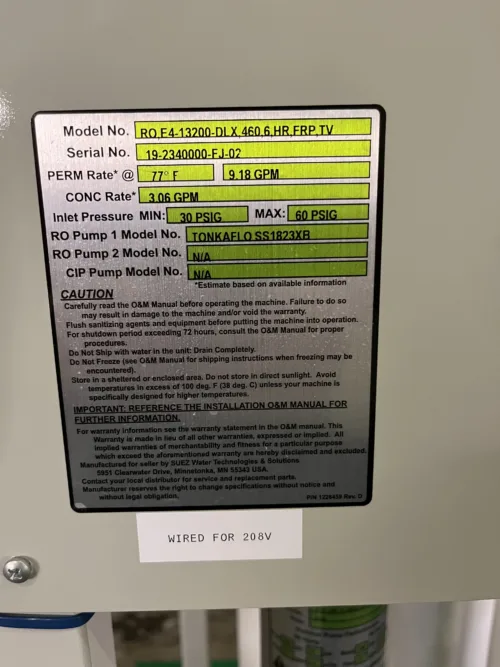 AEROFARMS LOT 6 - Osmonics/Suez E4 Series 50 Hz Reverse Osmosis System - Image 4