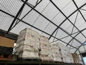 Stack of EPLA Cliprings pallets available for secure pickup