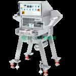 ront view of a silver Proseal tray sealing machine in operation
