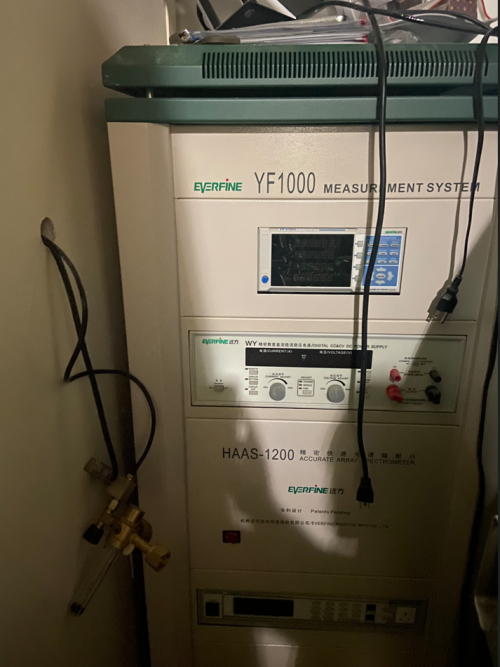 A collection of advanced light analysis and measurement equipment including the Everfine YF1000 Lamp Analysis System, HAAS-1200 Accurate Array Spectroradiometer, Integrating Spheres, and a dedicated Photometry Lab.