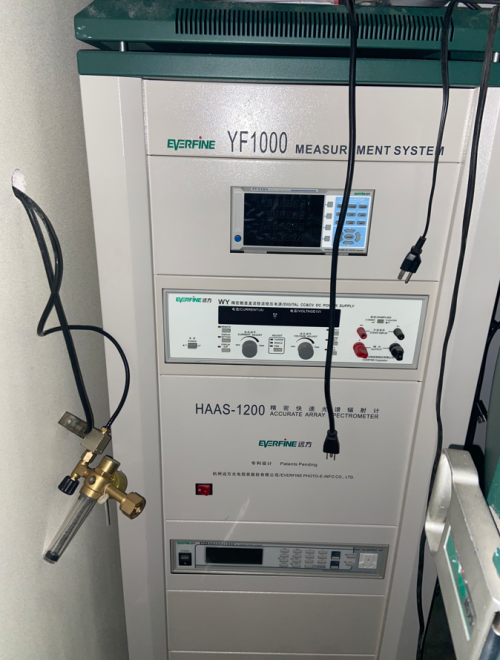 A collection of advanced light analysis and measurement equipment including the Everfine YF1000 Lamp Analysis System, HAAS-1200 Accurate Array Spectroradiometer, Integrating Spheres, and a dedicated Photometry Lab.