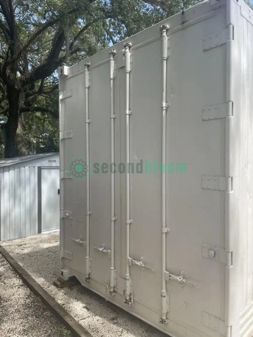 Inside view of a 40-foot reefer container with electrical setup and LED lighting.