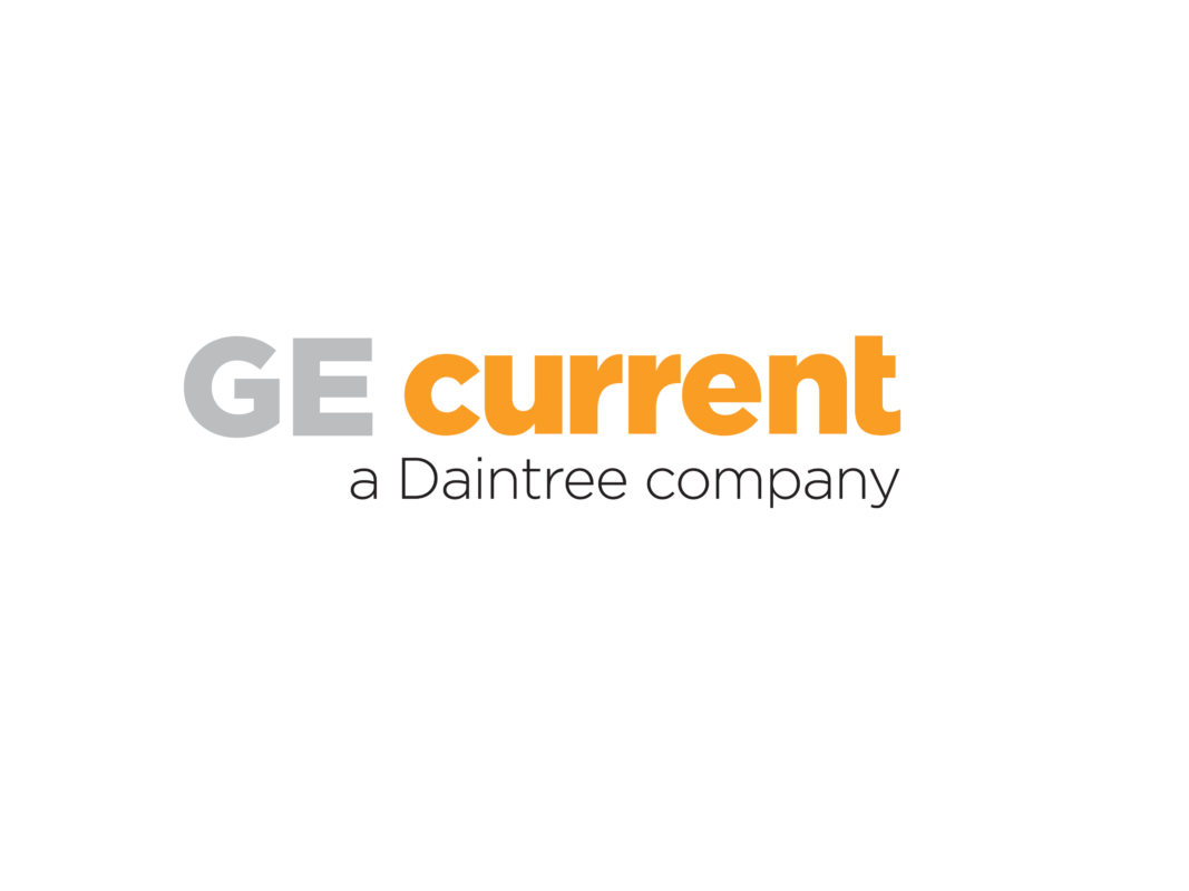 Logo of GE by Current, showcasing a combination of the iconic GE monogram and Current's emblem, symbolizing advanced grow lighting technology.