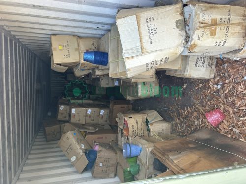 Inside view of a 40' shipping container featured in the Secondbloom Auctions.