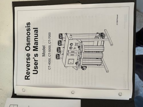 14,000 GPD Commercial Reverse Osmosis Water Treatment System with low usage and new filters, designed for boron removal.