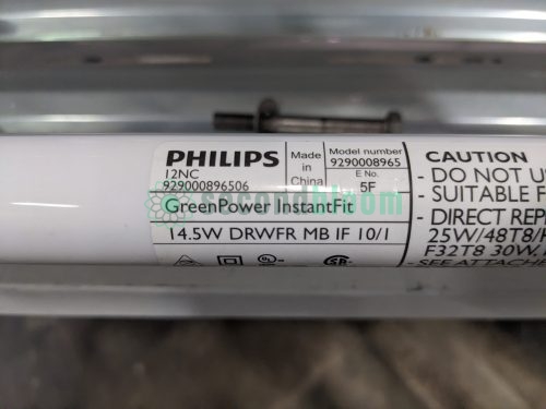 Close-up of a Philips GreenPower InstantFit bulb used in the vertical farm system at Your Local Greens in Burlington, NC, part of the FarmedHere system from Bedford Park, IL.