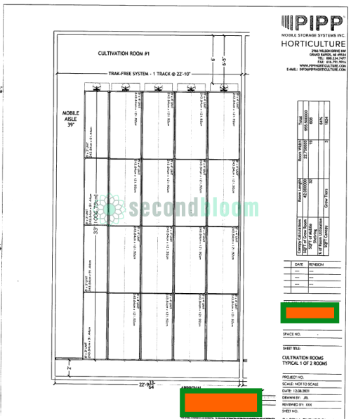 Cultivation Room Layout with Mobile Aisle