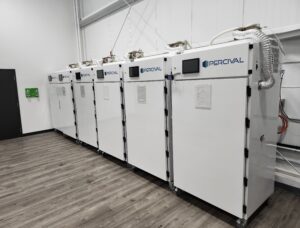 Row of Percival Scientific LED-41L1 Plant Growth Chambers