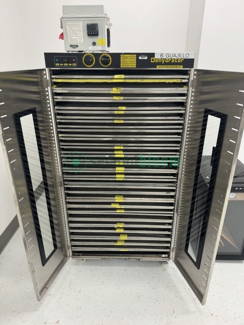 Front view of Commercial Dehydrator Model ST-00 with open doors.