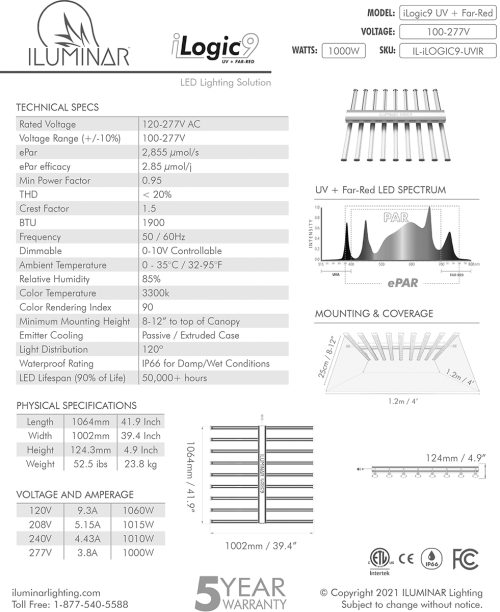 Iluminar iLogic9  & iLogic6 UV-FR 1000W & 330W Led Grow Lights - Image 3