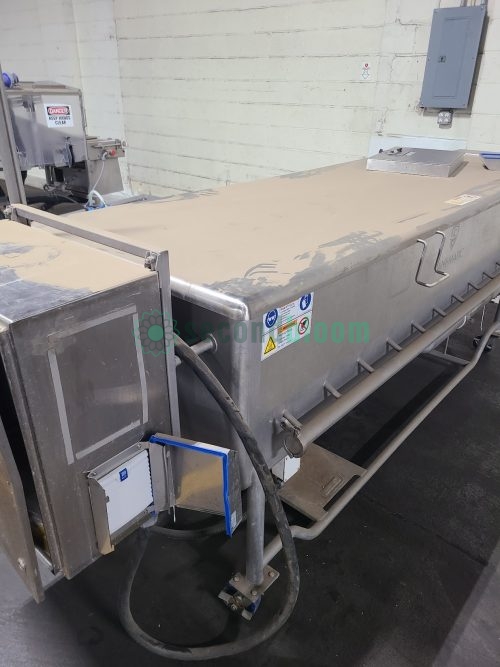 Industrial stainless steel tray washing system with control panel for food processing facilities