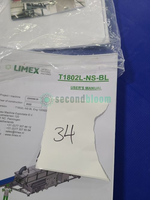 LIMEX T1802L-NS-BL user's manual cover page showing model information and manufacturing details from 2022