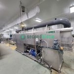 Internal drum assembly of LIMEX industrial washing machine showing inlet and mechanical components