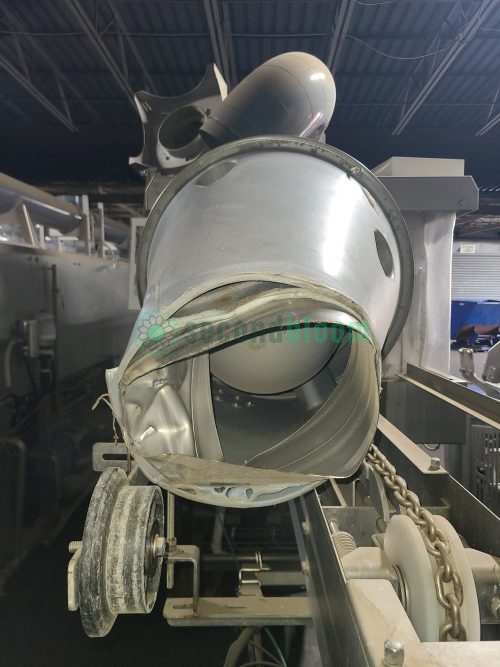 Side view of LIMEX industrial washing system showing drive motors and utility connections