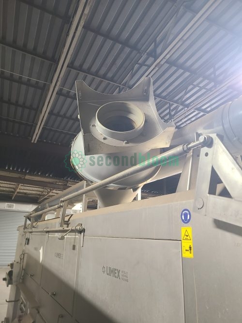 Front perspective of LIMEX industrial tunnel washer showing multiple processing chambers