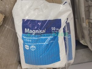 Close-up of Haifa Magnisal 11-0-0 Water Soluble Magnesium Nitrate fertilizer bag showing 9.3% Mg content for CEA applications