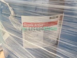 Ecolab Oxonia Active peroxyacetic acid sanitizer drum pallet wrapped for safe transport to controlled environment agriculture facilities