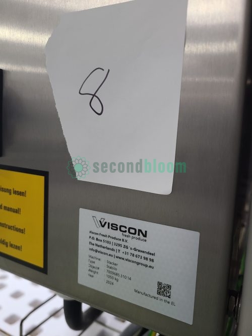 Viscon Fresh Produce B.V. manufacturer specification plate showing Stabilo stacker details and 2024 year