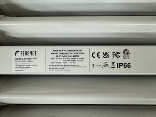 Fluence RAPTR 1000 label showing specs and certifications