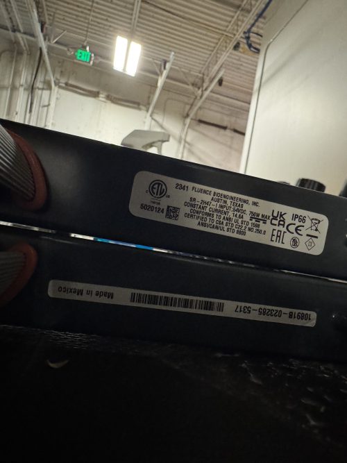 ETL, CE, and other compliance markings on Fluence SPYDR 2h47