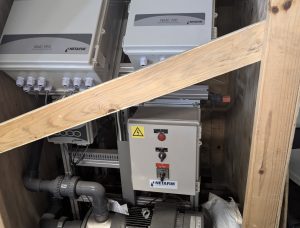 New Netafim Fertikit 3G fertigation system in original wooden shipping crate ready for greenhouse installation