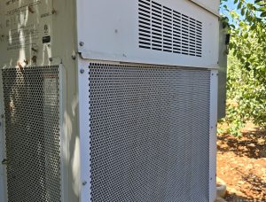 Freight Farms controlled environment agriculture container showing HVAC climate control systems for vertical farming operations