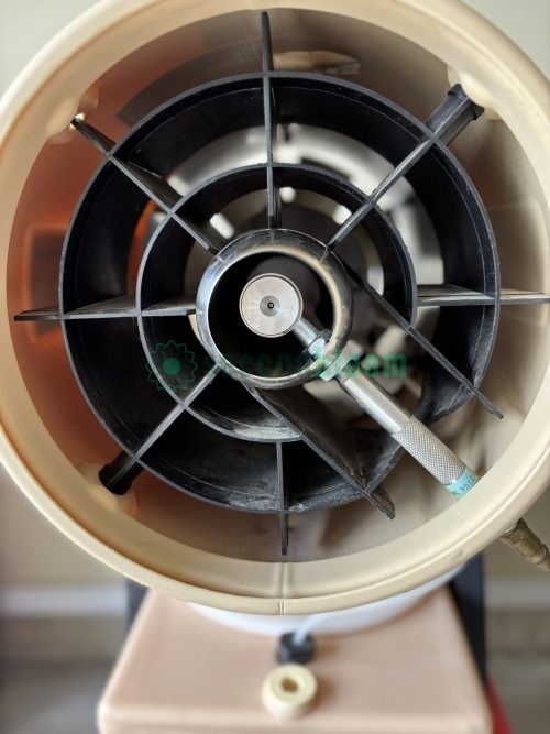 Interior view of chemical tank showing internal agitation mechanism and design